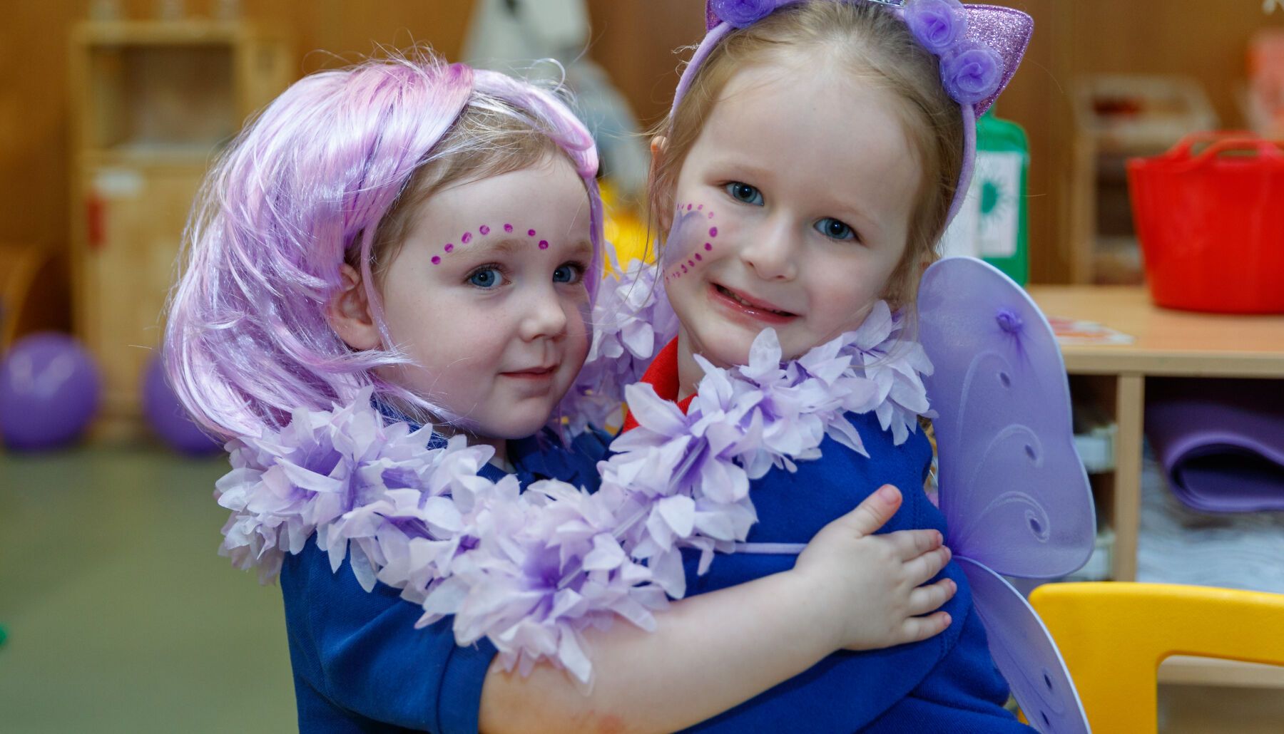 Nursery kids plaster it purple